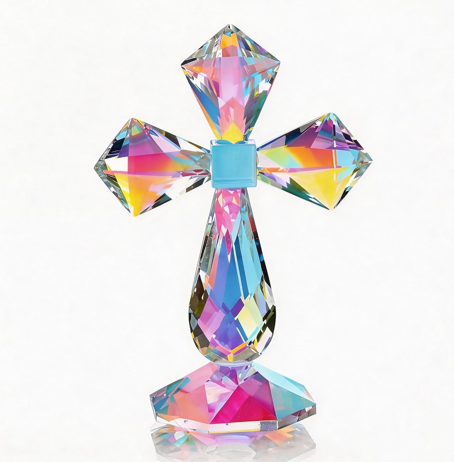 QFkris Colorful Crystal Cross Standing Decor