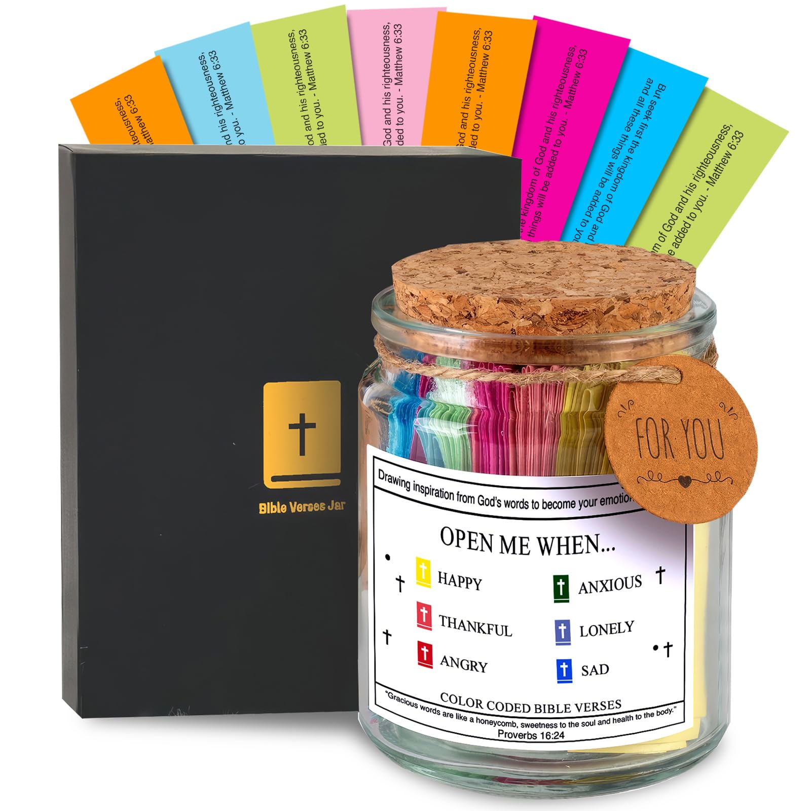 Craft Your Lab Bible Verse Jar - Mindfullness Christian Gifts for Men & Women, Gift Idea for Birthdays, Graduations, Baptisms, Mothers Day, Fathers Day (Gift Ready with Bookmark & Ribbon)