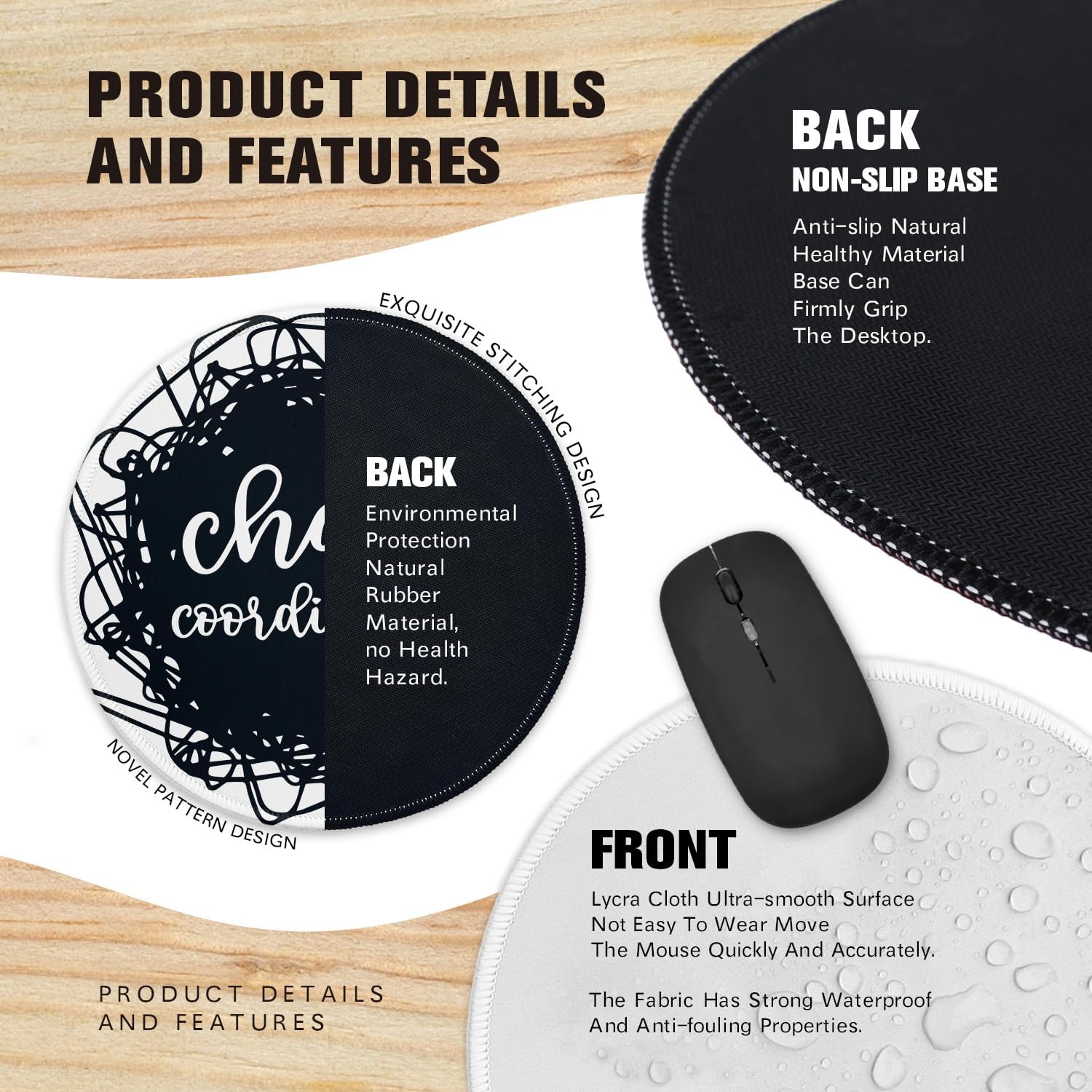 Funny Chaos Coordinator Round Mouse Pad，Chaos Coordinator Mouse Pad，8.7 inch Stitched Edge Non-Slip Rubber Base，Home Office Decor Desk Accessories, for Coworker Friend Leader Boss Work Gifts image 3