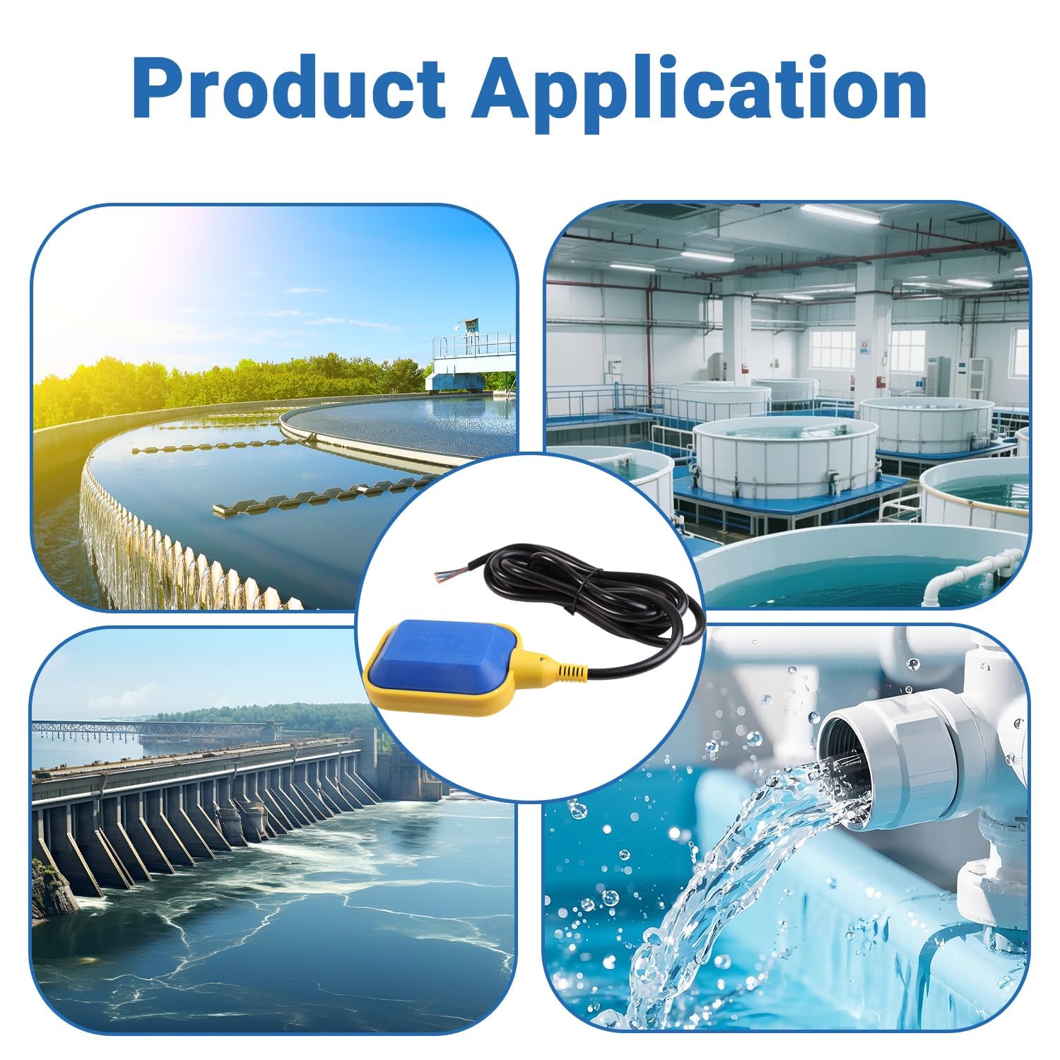 Interruptor automático de control de nivel de agua, relé de sensor de nivel de líquido, interruptor de flotador, bombas de recogida usadas, tanques sépticos, tanques de agua AC220V