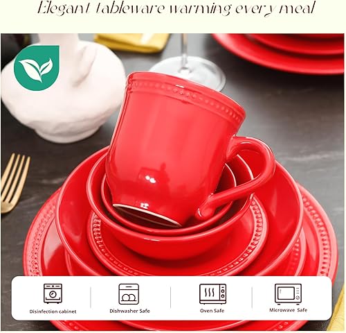 Miniatura 10 de Pearl Dots - Juego de vajilla de cerámica (juego de 20 piezas, verde azulado)