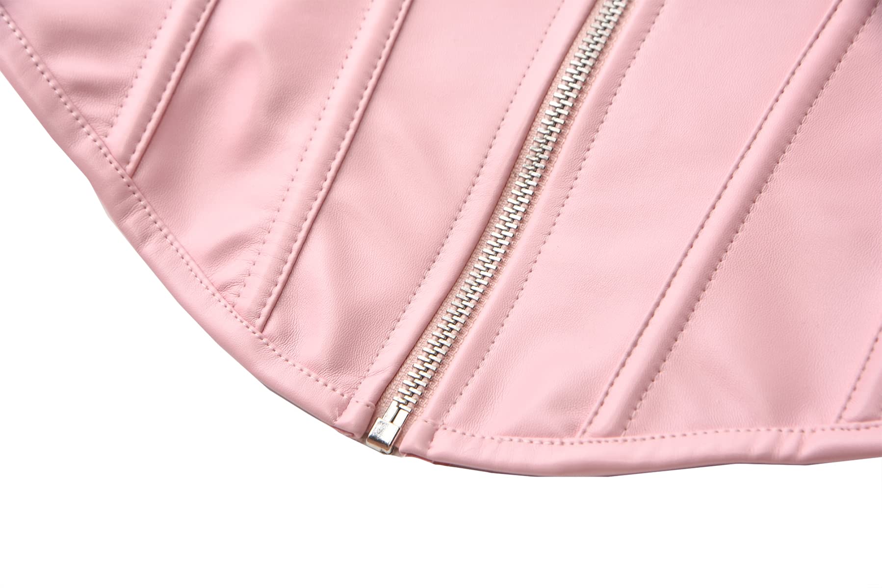 bslingerie® Womens Faux Leather Zipper Front Bustier Corset Top