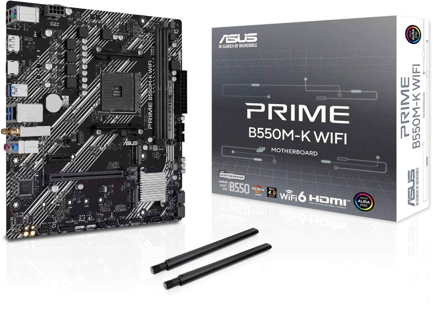ASUS Prime B550M-K WiFi, Motherboard AMD mATX, DDR4-Steckplatz, schwarz