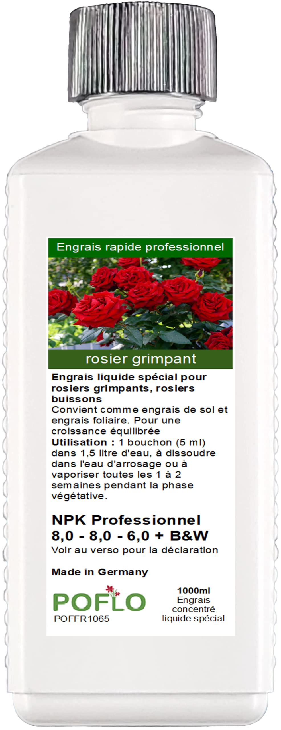 engrais pour rosiers grimpants et rosiers buissons, engrais liquide premium de la gamme professionnelle (1000ml)