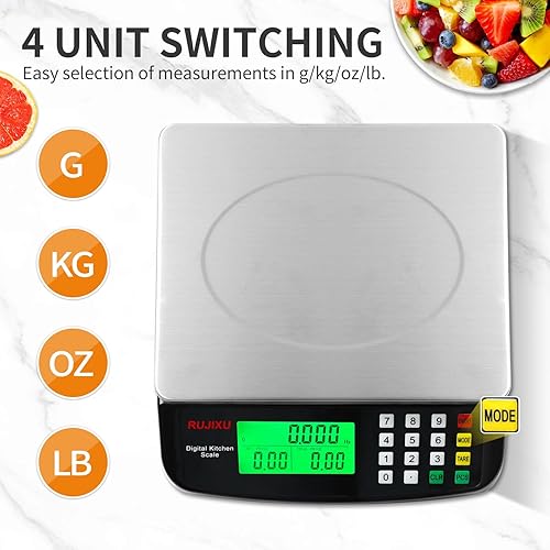 Miniatura 4 de Báscula digital grande de cocina negra de 66.1 lbs66 libras, báscula comercial de acero inoxidable con pantalla LCD, escala de cálculo de precios
