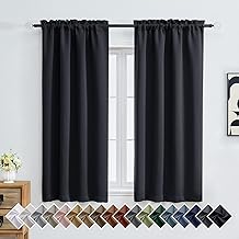 OVZME Black Blackout Curtains for Bedroom 63 Inch Length 2 Panels, Protect Privacy Thermal Insulated Solid Curtains for Bedroom, Dual Rod Pocket Window Treatment Blackout Drapes, 2x40Wx63L Inches