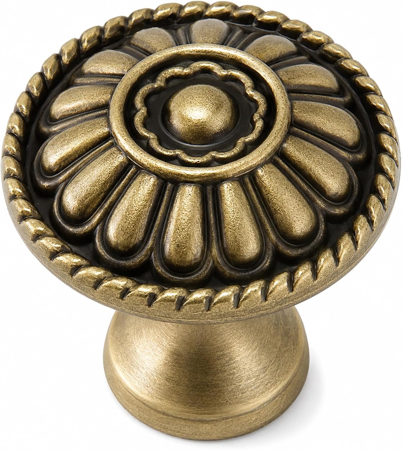 trust4care 4-Pack Antique Brass Kitchen Cabinet Knobs Vintage Drawer Pulls