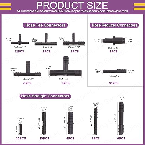Miniatura 2 de Swpeet Kit de conector de vacío de púas de 113 piezas, incluye camiseta, reductor y conectores rectos para reemplazar mangueras de vacío