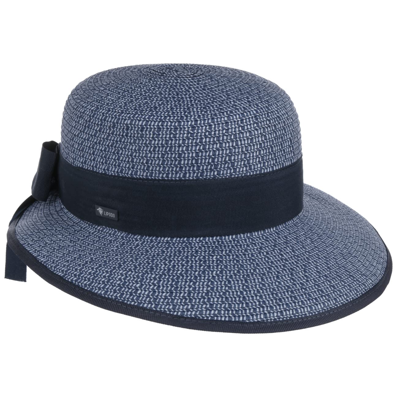 LIPODO Sombrero de Paja Mavella Mujer - Made in Italy para el jardín Sol Playa con Visera, Banda Grosgrain Primavera/Verano