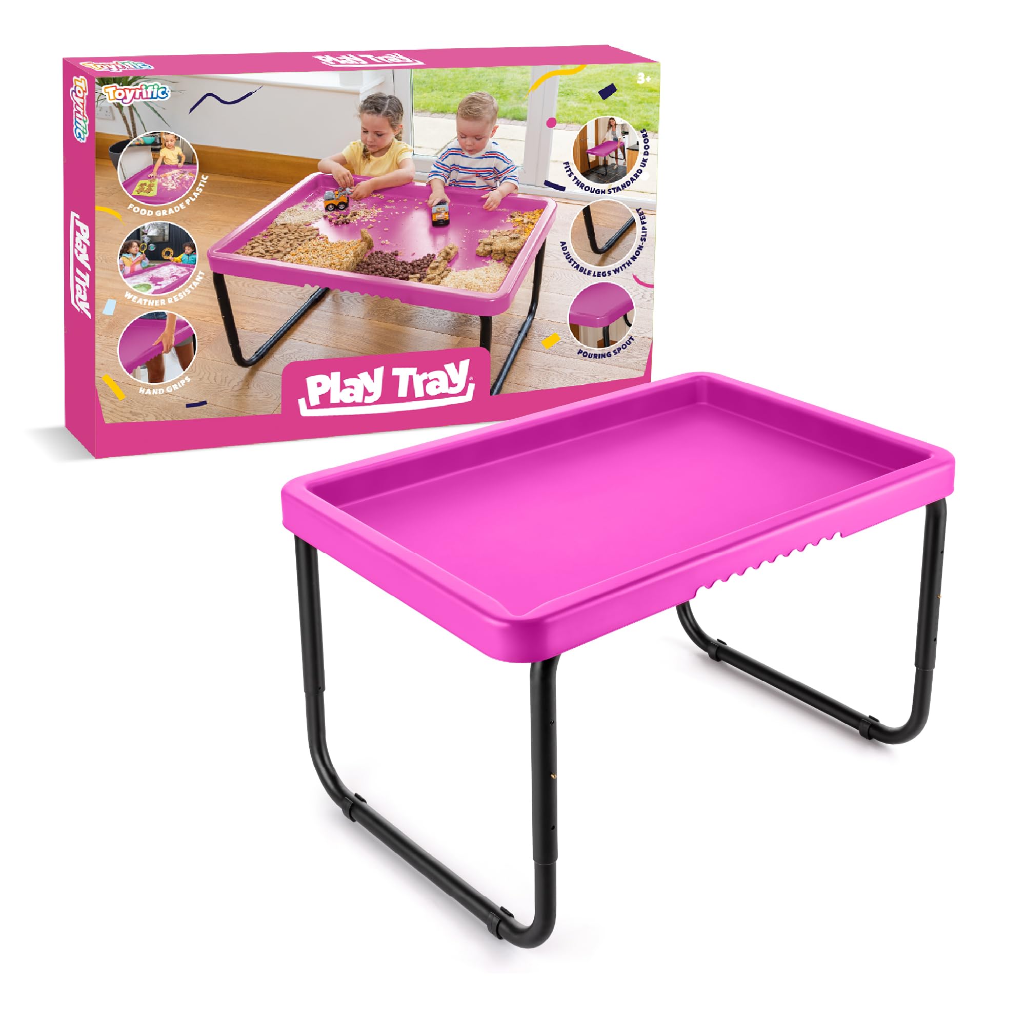 Play Tray Activity Table for Kids, Sensory Play Tray, Kids Messy Play Table, Water and Sand Play Table, Outdoor and Indoor Use