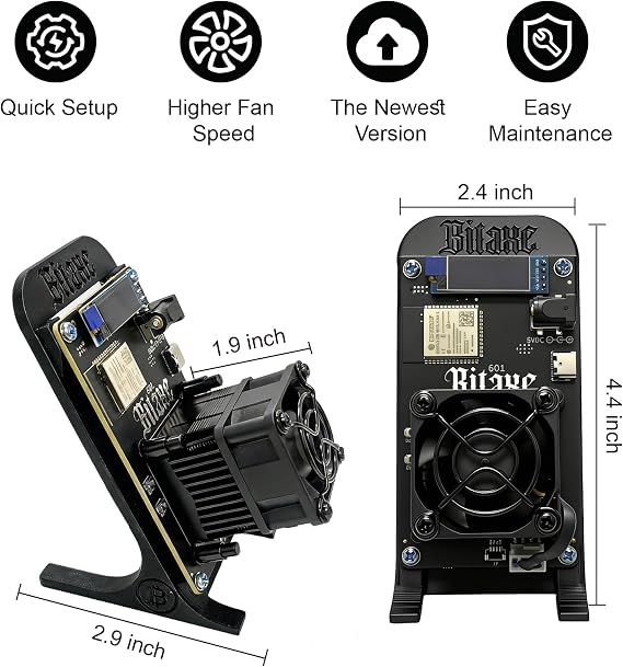 Bitaxe Gamma 601 Solo Bitcoins Miner, Up to 1.2TH/S BM1370 Asic Chip 18W/TH | BTC Lottery Crypto Miner with Open-Source System,Low Noise
