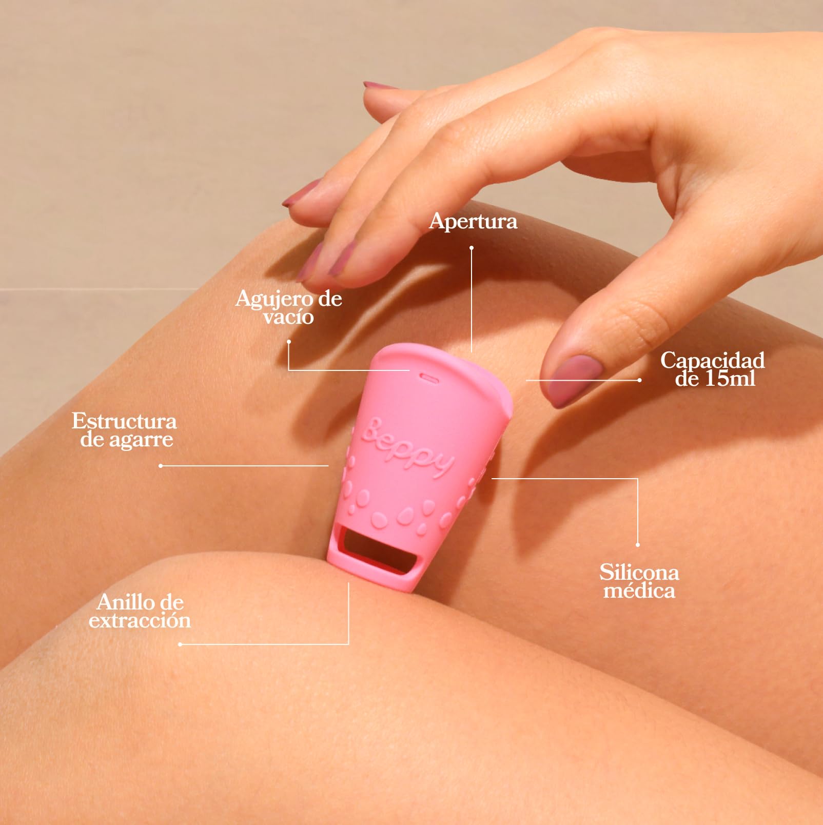 Beppy Hollow Tampon - Tampón de silicona - Tampón reutilizable (Rosa)