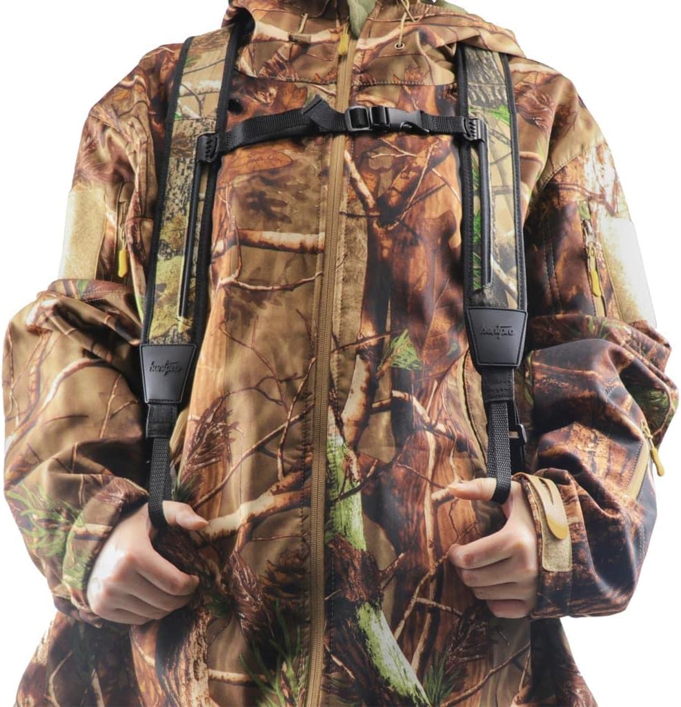 HUNTPAL Backpack Rifle Sling Stalker Sling with Removable Swivels, Hands-Free Double Shoulder Strap for Hunter and Shooter - Universal Neoprene Padded Hunting Gun Shoulder Strap