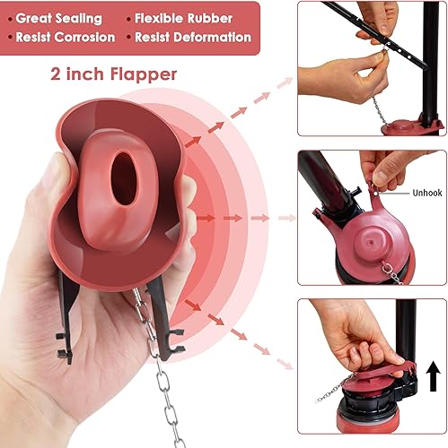 Miniatura 11 de Saillong Juego de 3 juegos de repuesto de flotador de inodoro, kit de repuesto universal para inodoro y repuesto de aleta de 2 pulgadas, control