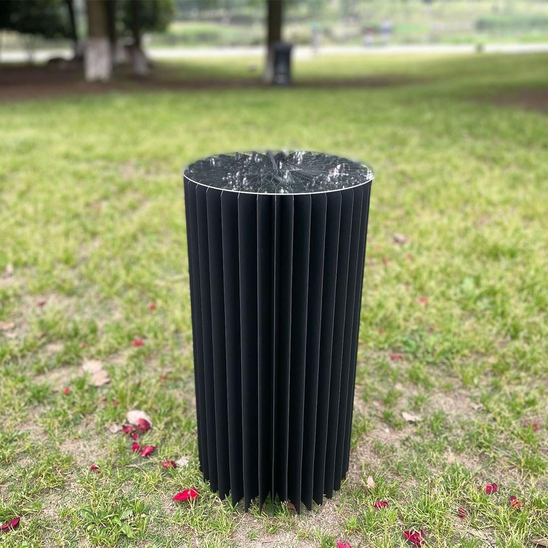 Papierowe stojaki na filary, Przenośny, składany stojak cylindryczny z tektury, wielokolorowy, różne wysokości, idealny na imprezę(Black,H 60cm)