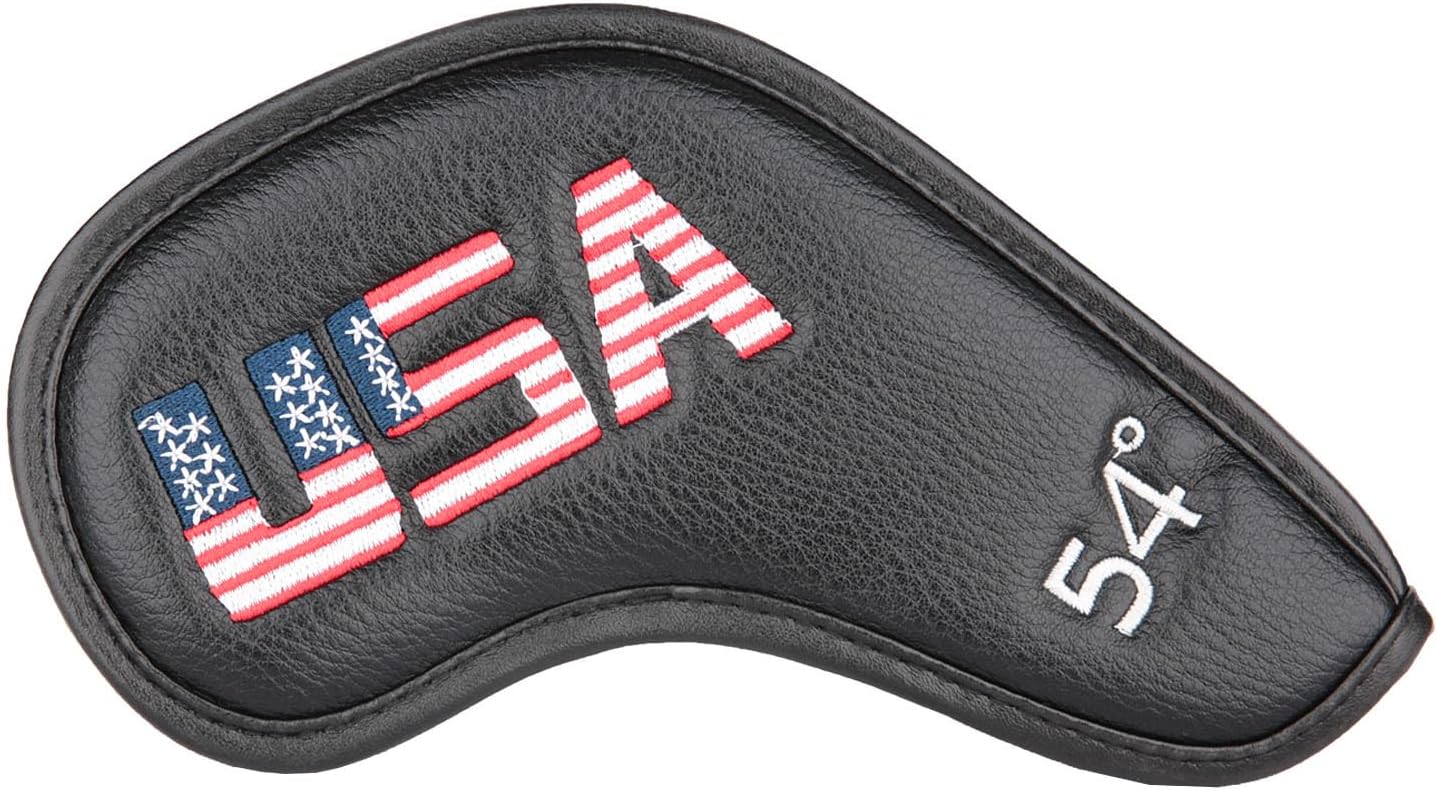 Golf Builder 1pc or 1set Black Leather USA Golf Club Wedge Head Cover fit R/H 48,50,52,54,56,58,60,62,64 Degree