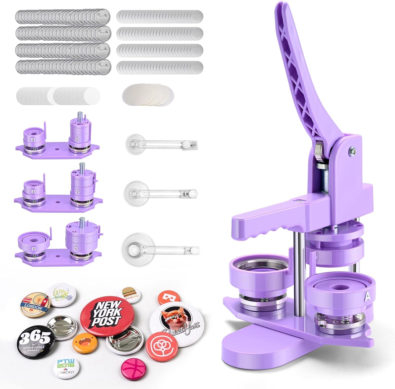 Button Maker Machine Multiple Sizes, 1''+1.25''+2.25'' Pin