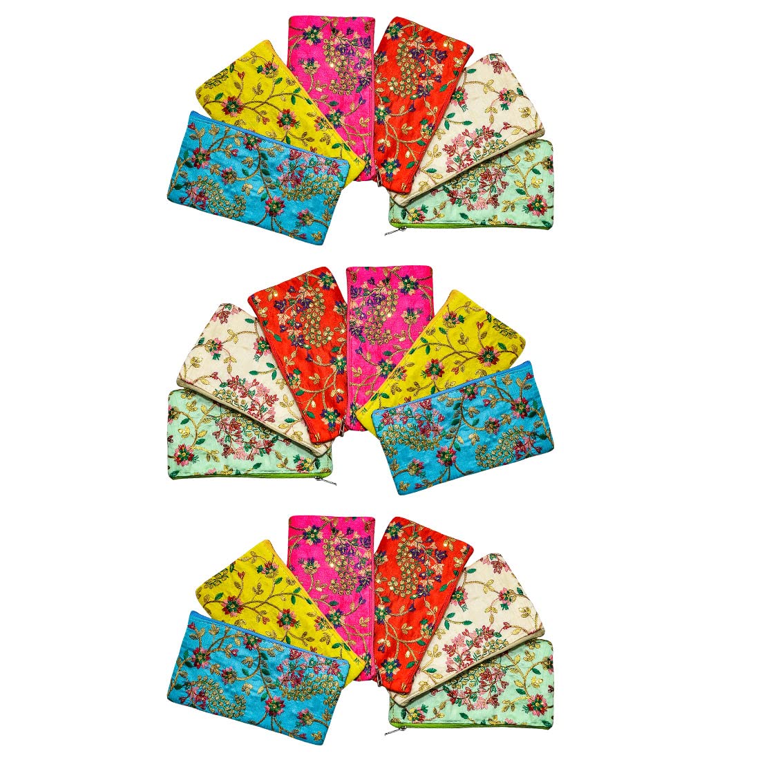 at Traders Traditional Vintage Embroidered Purse for Women with Zipper Pack of 18 | Potli Pouches for Baby Shower and Ladies, Multicolor Gifting Bags-image-46