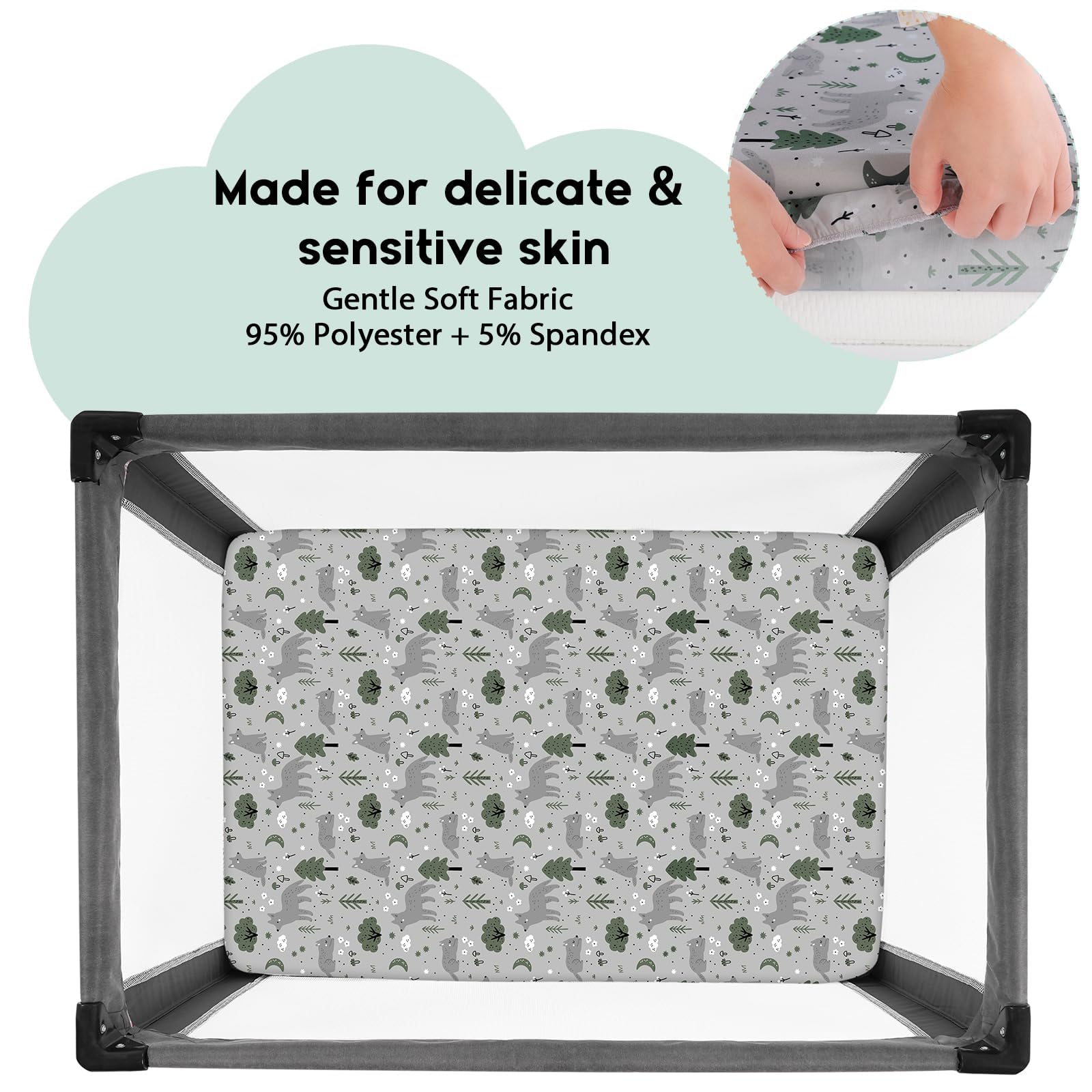 Snapklik.com : Pack And Play Sheets Fitted, Mini Crib Sheets 2-Pack For ...