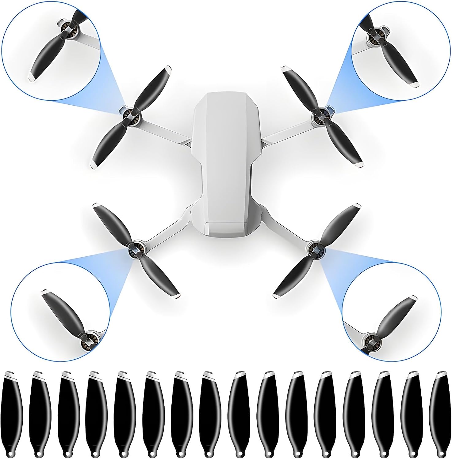 Propeller for DJI Mini 4K,Mini 2SE, 24PCS Replacement Parts Prop Low Noise Quiet Blade Quick-Release Wings Mavic Series 4726FM Drone Accessories with Screwdrivers Silver image 2