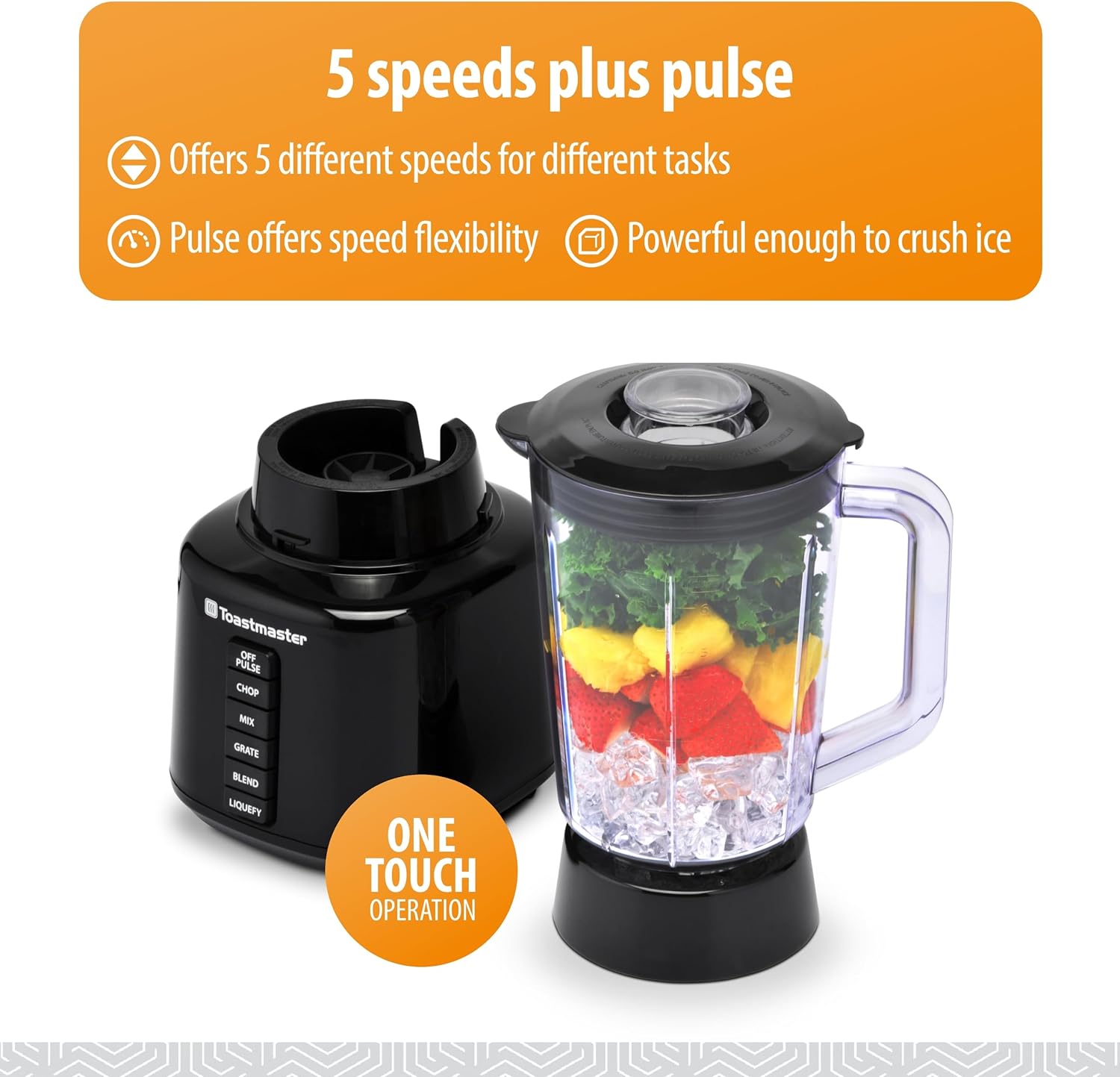 Toastmaster blender with 5 speeds plus pulse feature
