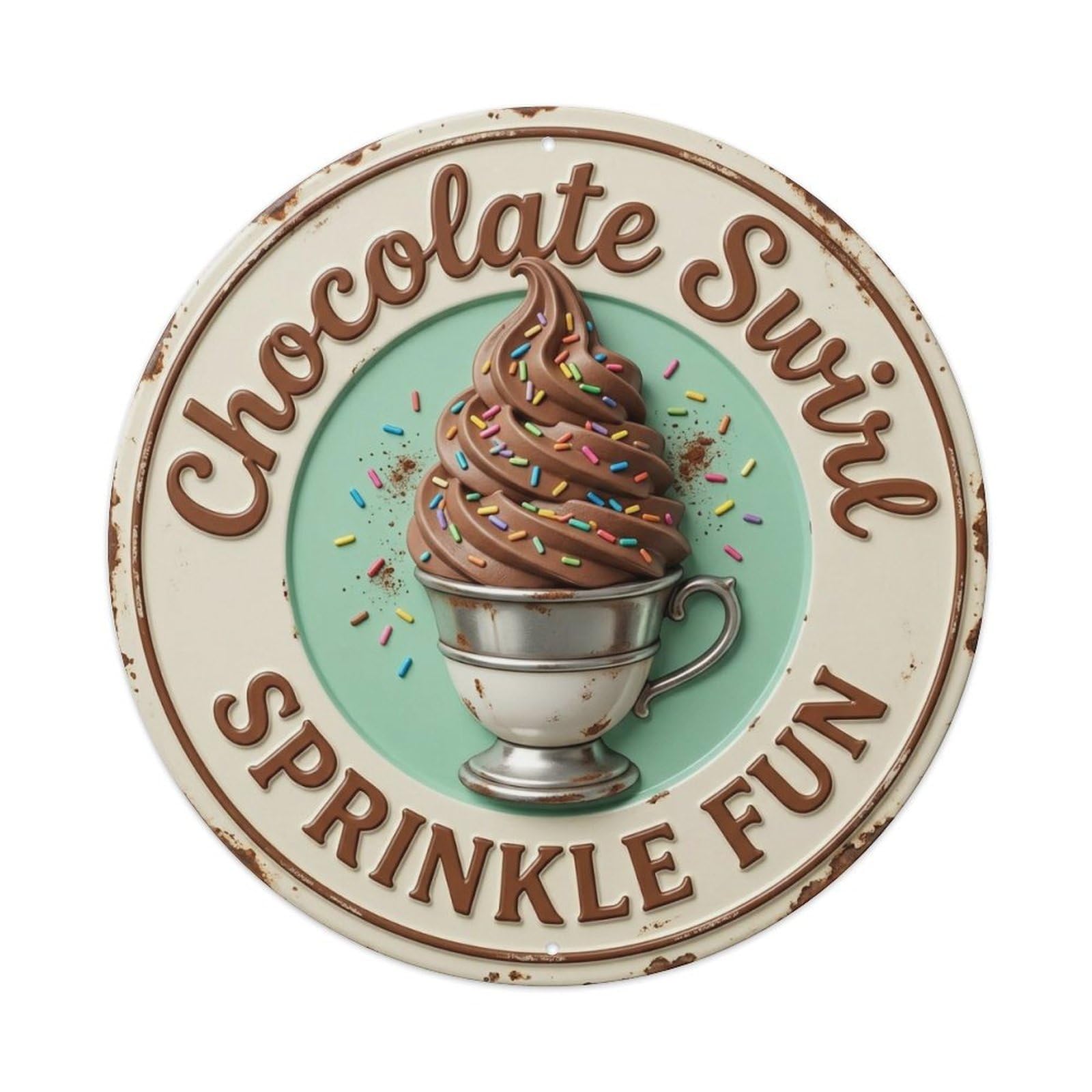 Chocolate Swirl Retro Sundae Metal Tin Sign