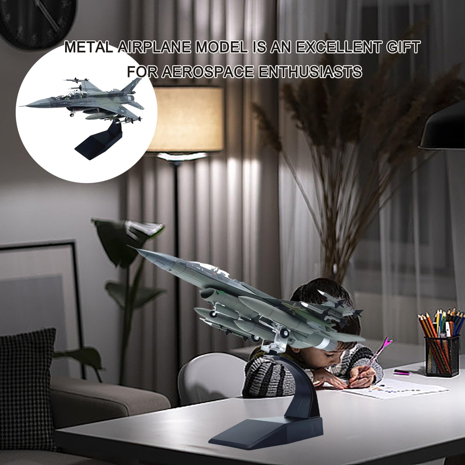 Model myśliwca ze stopu F-16D w skali 1:72 - odlewany ciśnieniowo samolot wojskowy do kolekcjonowania ze stojakiem, bardzo szczegółowa symulacja statyczna do dekoracji