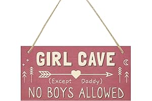 Girls Only Sign, Wooden Wall Decor for Bedroom