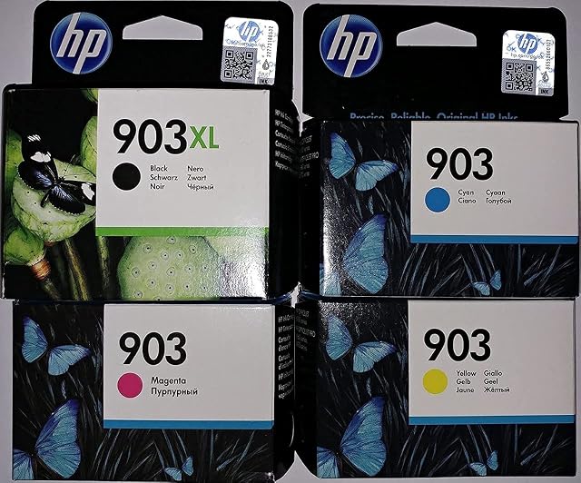HP 903Xl black and HP 903 1x cyan/magenta/yellow original Ink cartridges for HP Officejet 6950, HP Officejet Pro 6960, HP Officejet Pro 6970