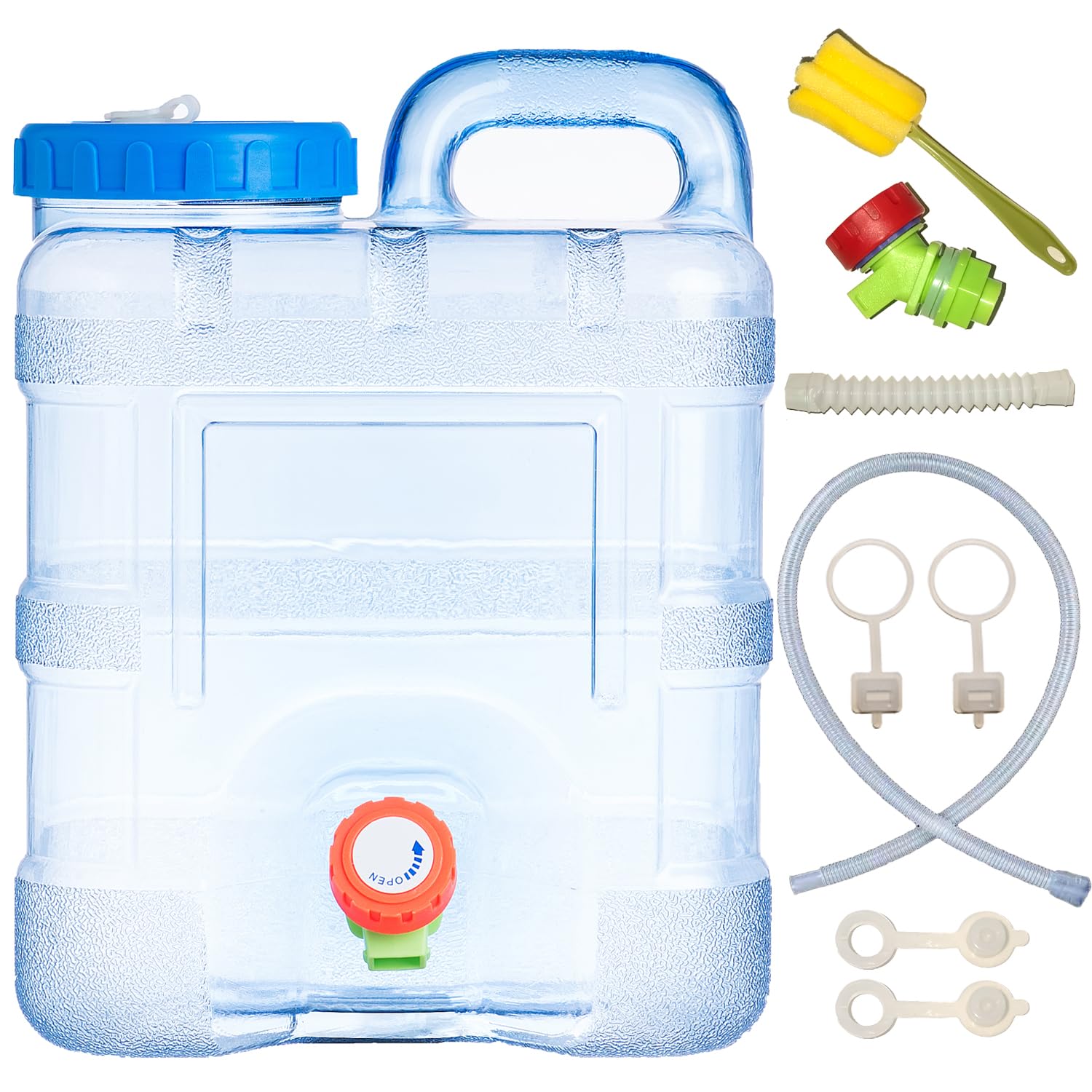 Sparkstarses Water Container, 15L Water Container with Tap, Camping Water Carrier, Plastic Water Tank for Kitchen, RV, Van, Truck, Camping, School, Hospital, Outdoor, Garden