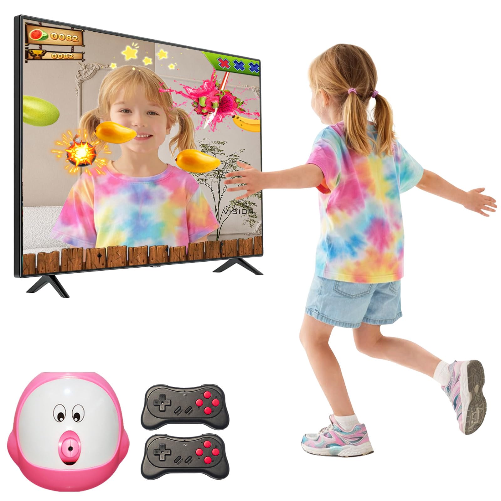 Damcoola AR Motion Sensing TV Game Console, Video Games for 100+ Built-in Games, HDMI Plug and Play, 2 Wireless Controllers, Interactive Gaming for Kids 3 for Children