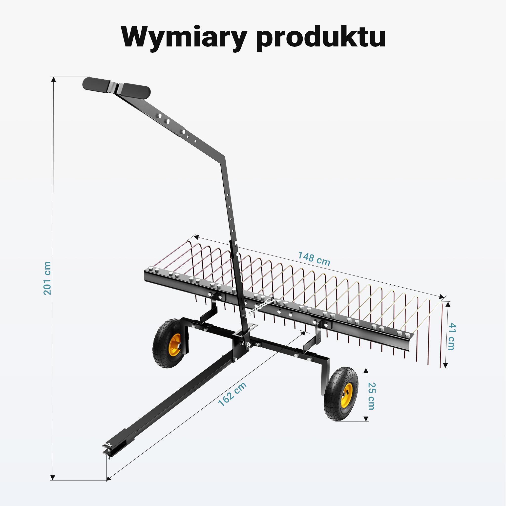 Wiltec Aerator do traktorka kosiarki o szerokości roboczej 148 cm ze stali gabie do usuwania mchu i grabienia liści do kosiarek traktorków ATV