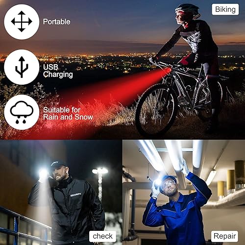 Miniatura 7 de 2 juegos de luces recargables para bicicleta (total de 4 luces dos rojas y dos blancas), faros delanteros superbrillantes y luces LED traseras para