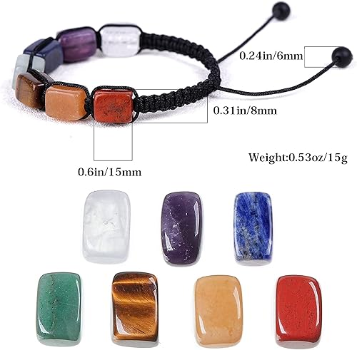 Miniatura 3 de Pulseras ajustables de 7 chakras auténticas, pulseras de piedras curativas de cristal sobrenatural, pulseras de cuentas de reiki naturales para