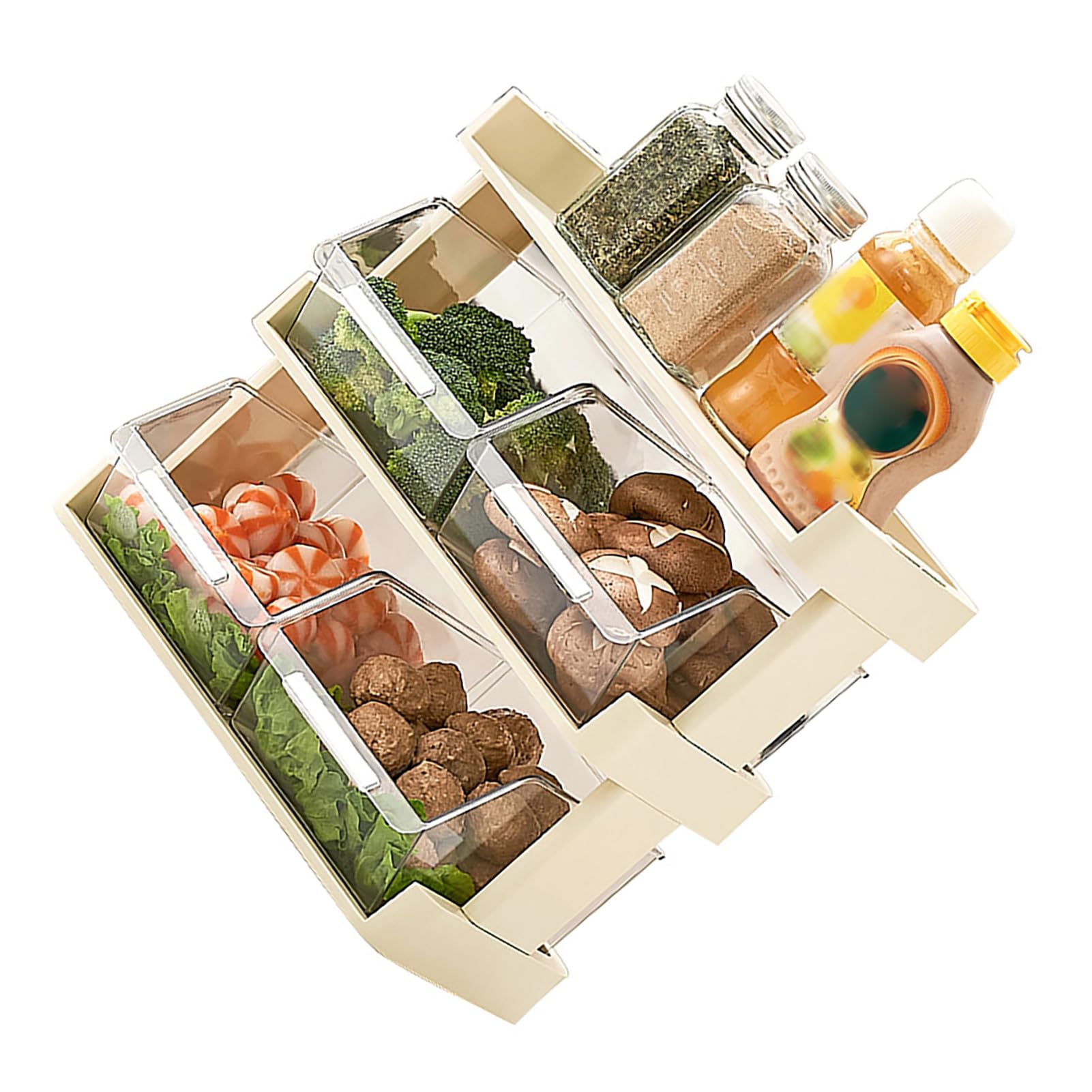 Cocoarm Kuchenny Stojak Do Przechowywania Warzyw PS Wielowarstwowa Półka Kuchenna Do Przechowywania z przezroczystą szufladą Taca z Organizerem Zajmująca Mało Miejsca na gotową żywność Puszki na (3
