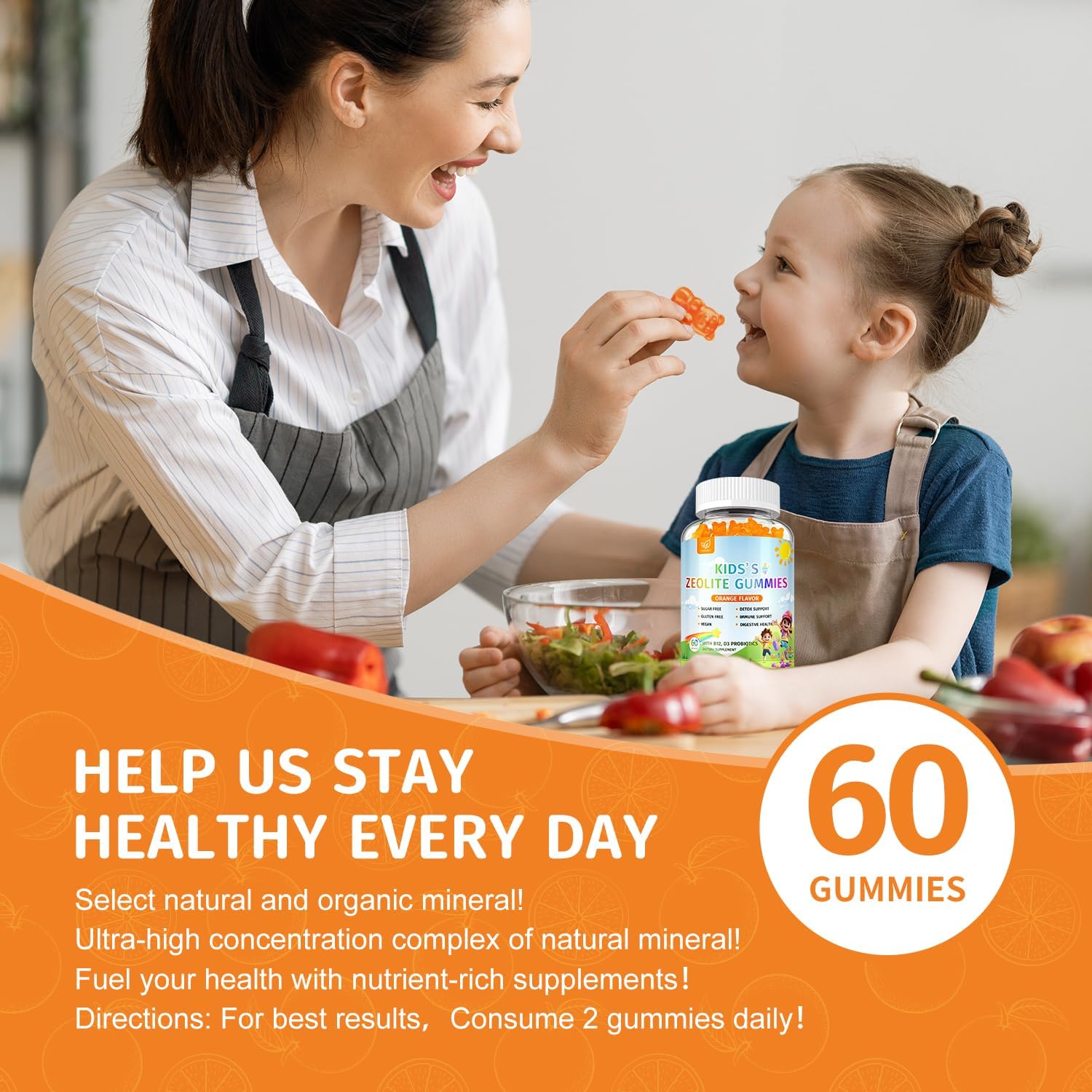 Zeolite Detox for Kids Gummies, Pure Natural Zeolite Clinoptilolite, Adults & Kids Heavy Metals, Focus, Gut & Immune Support - Vegan, No Additives - Orange Flavor - 60 Gummies - Image 7