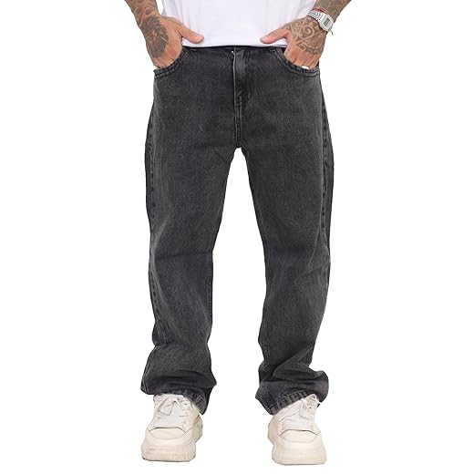Calça Balao Jeans Masculina Oversize Perna Larga sem Elastano