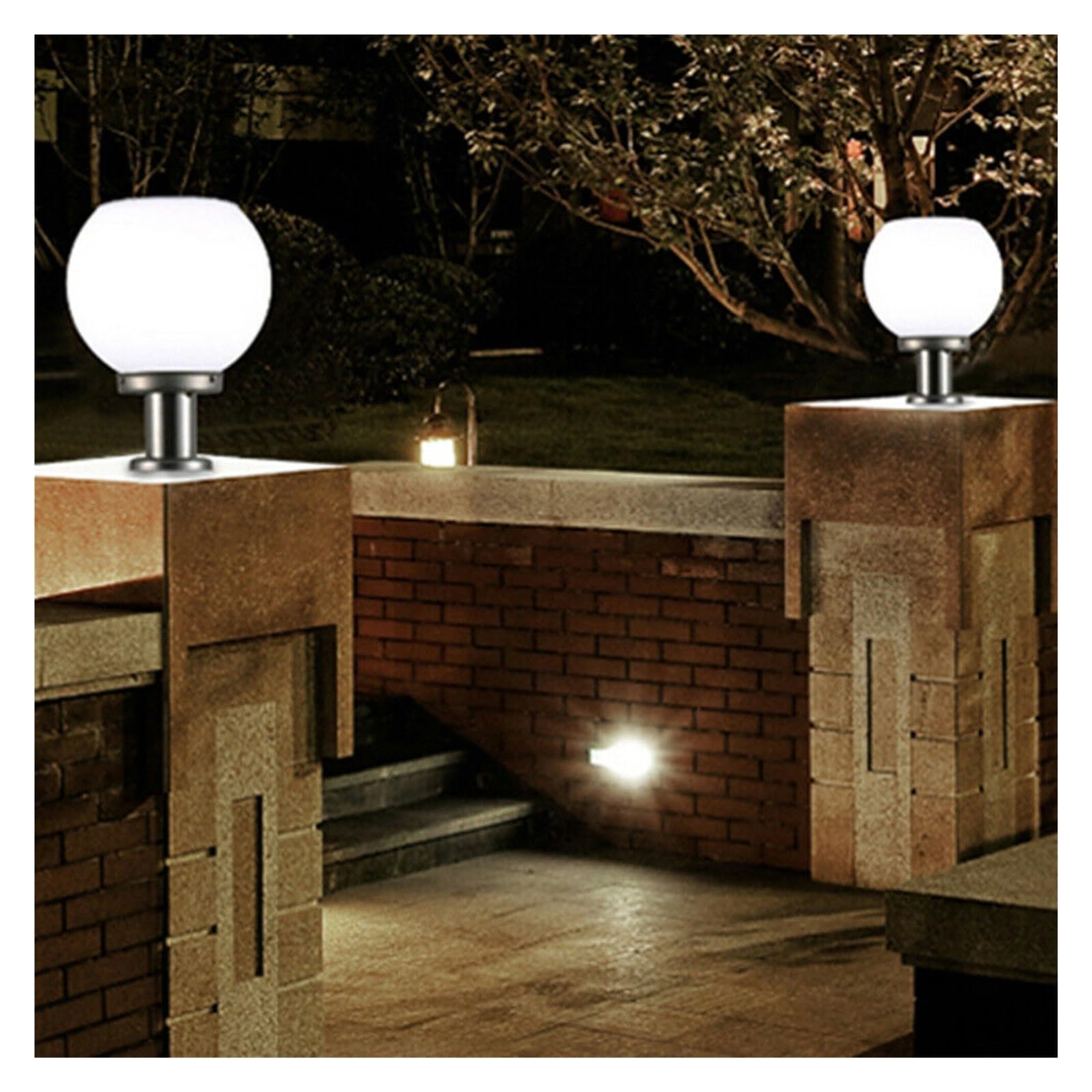 Luces de poste solares al aire libre Energía Solar LED Acrílico Bola Redonda Luz Hogar Jardín Camino Pared Pilar Lámpara Cabeza Luz For Jardín Villa Pilar Hotel Decoración
