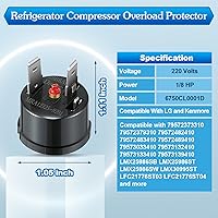 Vista 2 de Dreyoo Protector de sobrecarga para compresor de refrigerador, 2 piezas, compatible con 6750CL0001D/LG y Kenmore Refrigeradores Compresor Termistor