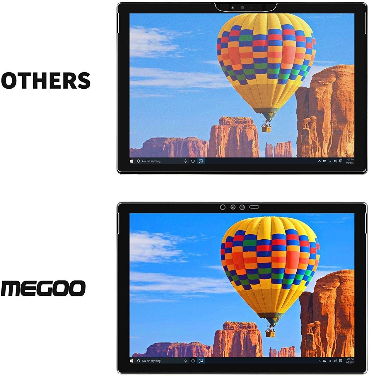 Megoo Screen Protector for New Surface Pro 5, Ultra Clear/High Response/Tempered Glass, Compatible for Microsoft Surface Pro 6/ Pro 2017/ Pro4 12.3 Inch