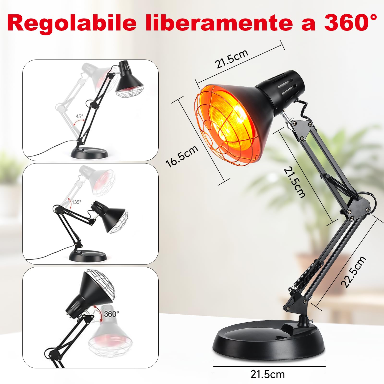 Cozion Lampadine infrarossi 150w, Lampada Terapia della Luce per Il Dolore, Uso Domestico (Nero)