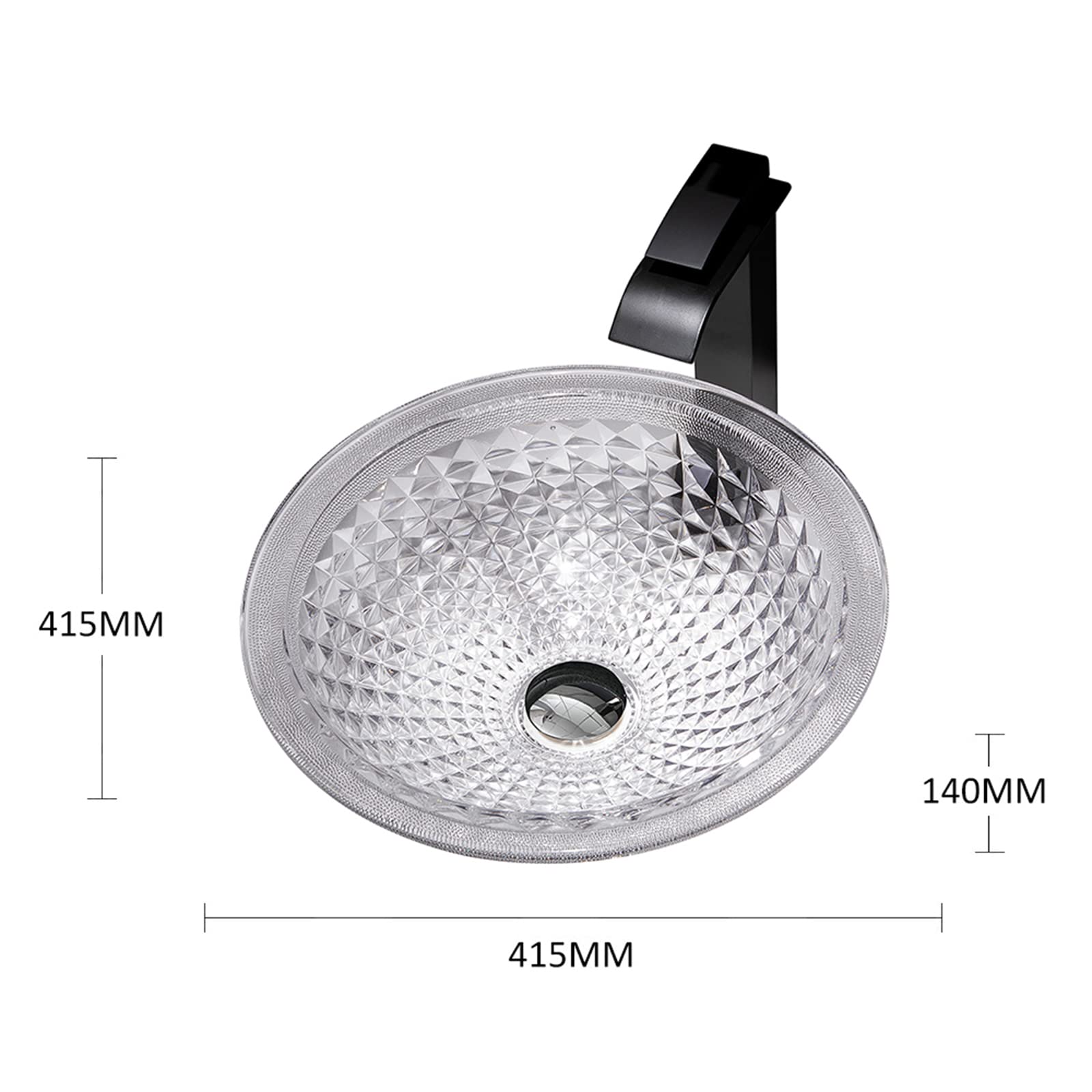 Lavabo De Baño De Cristal Transparente, Redondo, Artístico, Para Instalación Sobre Encimera, Con Desagüe Emergente De Latón Cromado.