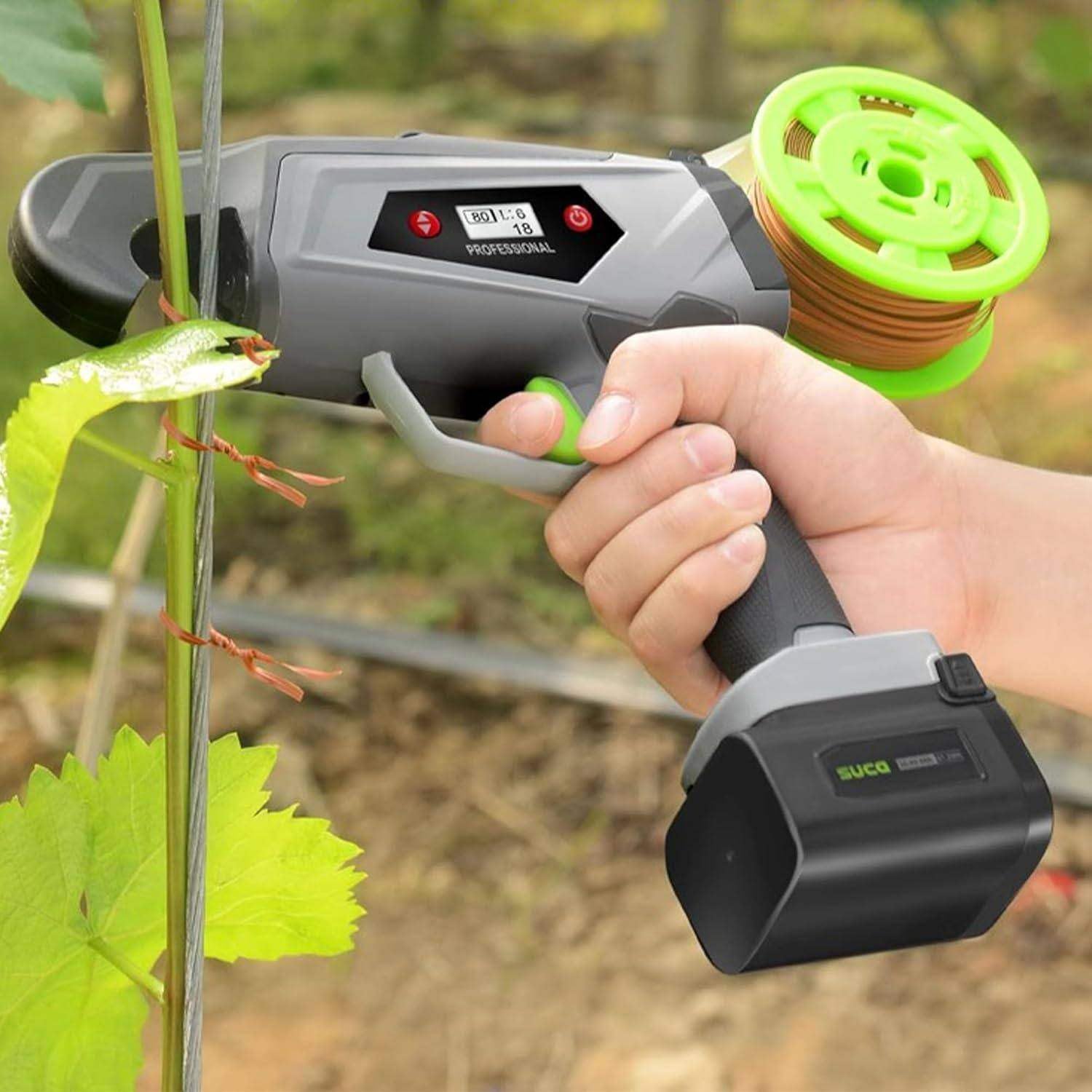 Legatrice elettrica con display a LED, rotazioni regolabili, include 2 batterie al litio, ideale per fiori, verdure e vigneti