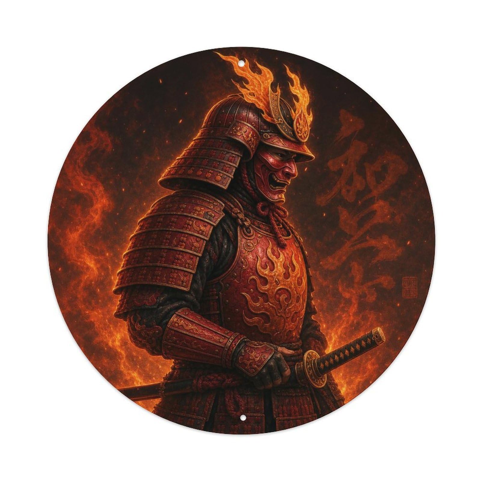 Okngb Style Blade Ruby Flame Side Sheathing Complete Guard Mark Metal Tin Sign Plaque Wall Decor For Cafe, Man Cave, Club Bar, Office, Home Garden Round Metal Poster 8X8inch