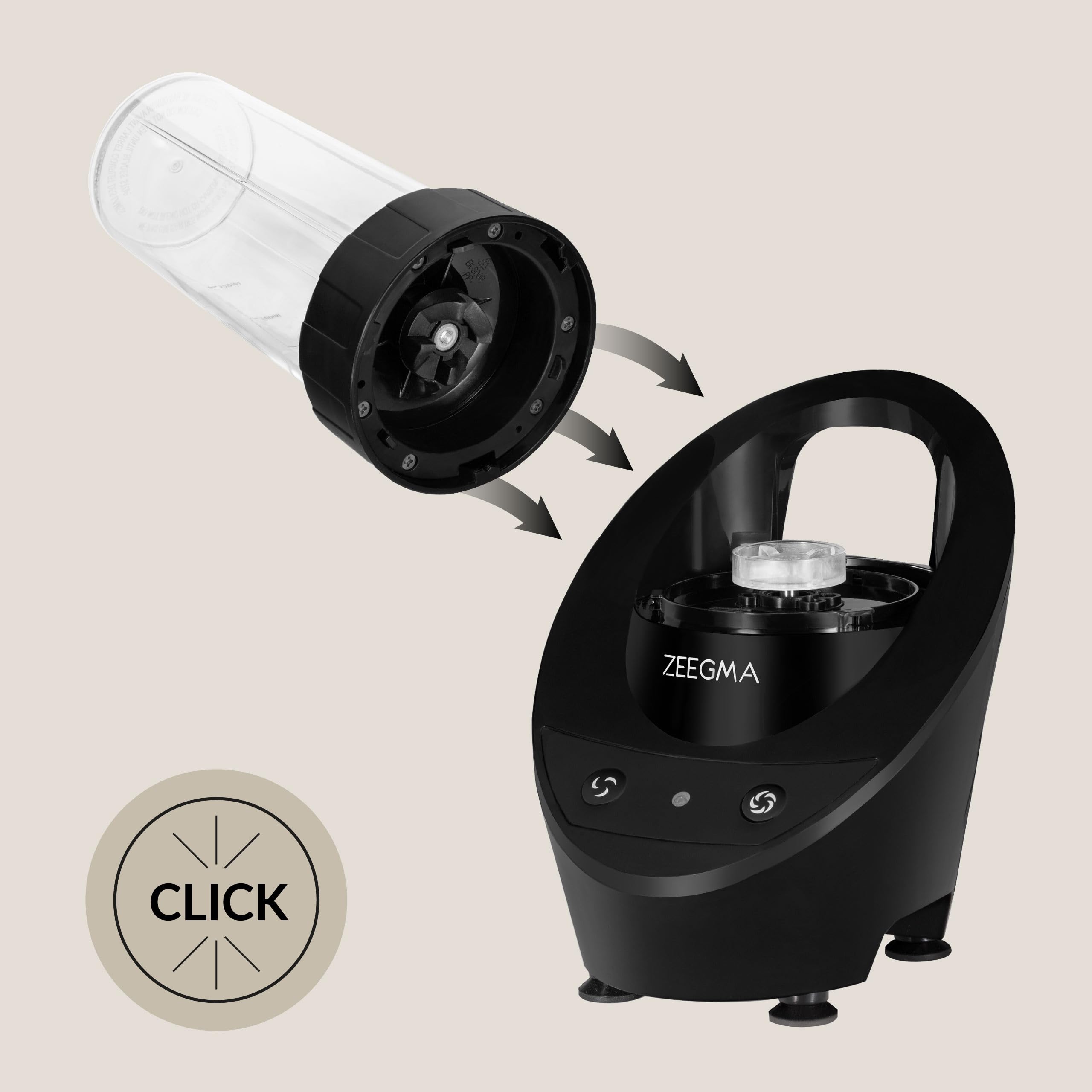 ZEEGMA Vitamine blender Professionnel à smoothie, multifonction 4-en-1 1050W avec pichet 1 L, pour écraser la glace, presse-agrumes électrique, moulin à café, lames croisées (0,4l)