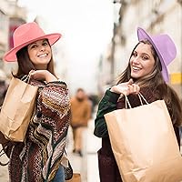 Vista 6 de Yahenda 12 sombreros clásicos de ala ancha para mujer, sombrero de Panamá de fieltro ajustable a granel con hebilla de cinturón, sombrero de ala