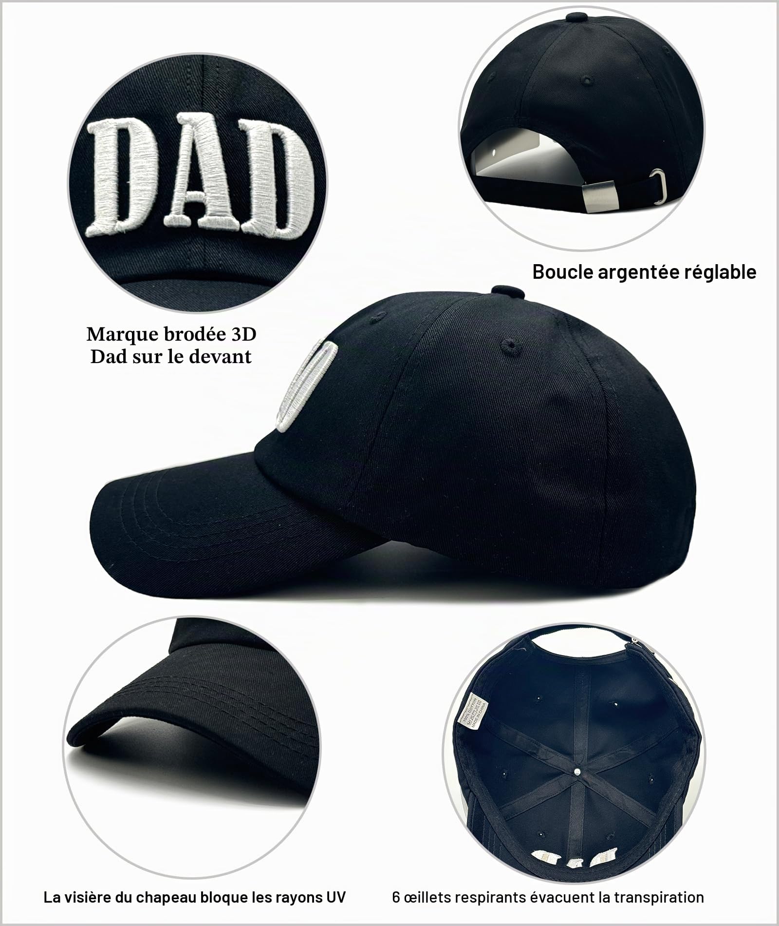 Sunlark Casquette de Baseball Papa, Dad Cap Broderie 3D Réglable Coton, Cadeau pour Papa, Fête des Pères Anniversaire Idée Cadeau de la Fille du Fils ou de Épouse