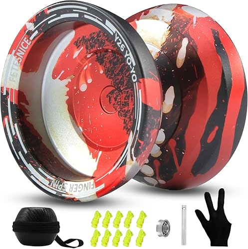 Miniatura 9 de FETESNICE Yoyo profesional de mariposa Y26 - Yoyo giratorio de dedo de doble modo receptivo/no responde, para niños, adultos y jugadores de Negro