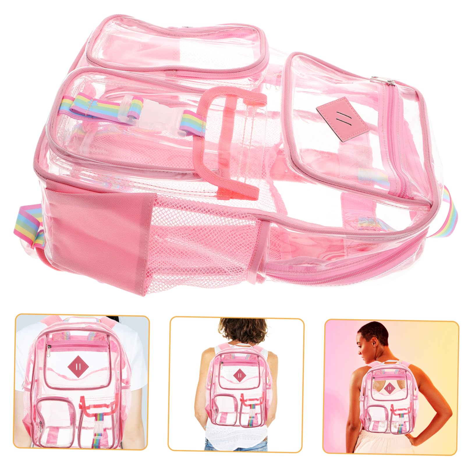 Zaino Trasparente in Pvc Per Scuola Viaggi e Eventi Borsa Scolastica Spaziosa e Adatta Ragazzi e Ragazze Design Moderno e Capienza Ampia Per Libri e Accessori