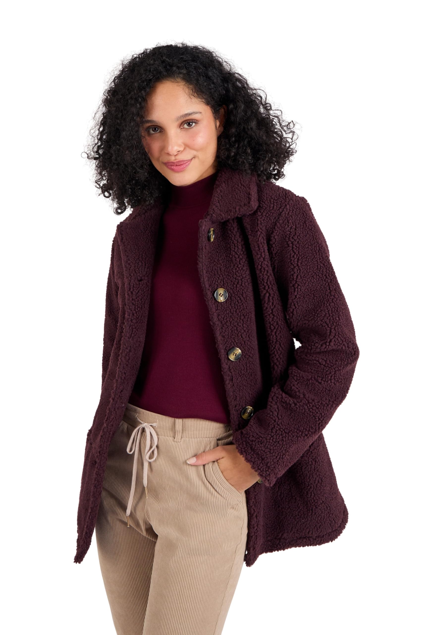 Damart Women's Fleece Jacket - Burgundy - Size 14-16